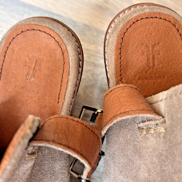 Frye Courtney Suede Open Toe Slingback Block Heel Booties Women’s Size 7B - Picture 10 of 11